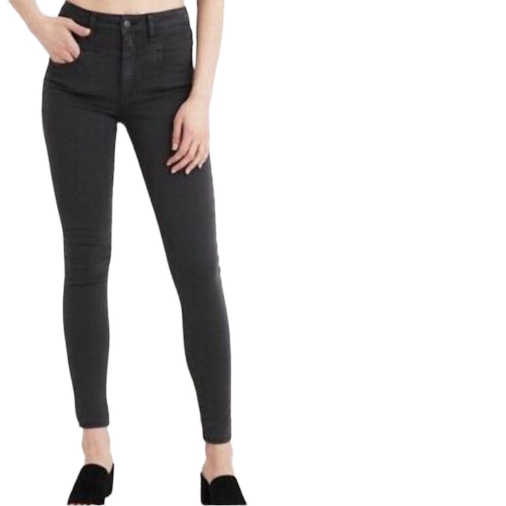 Cotton On 91 Faded Black High Grazer Skinny Jeans, Size 14